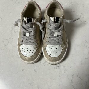 Shu Shop Toddler Pink Glitter and Gold Star Tennis Shoes Sneakers Size 7